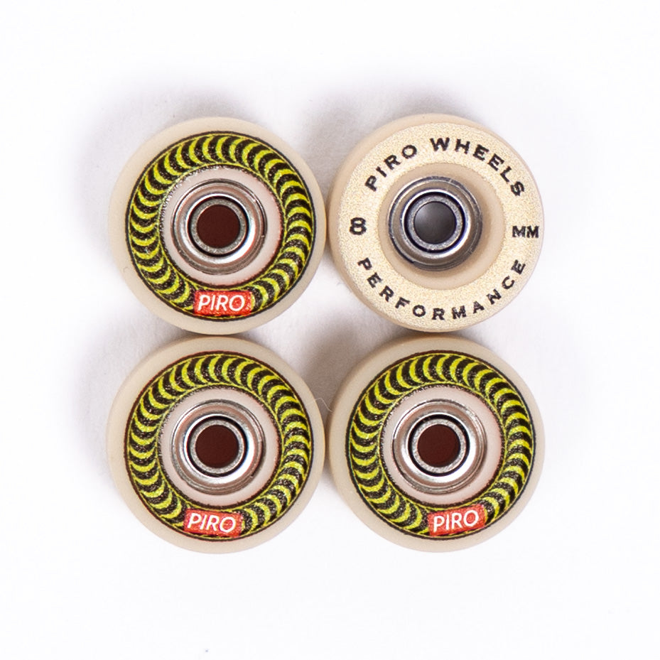Piro Yellow Spiral Performance Fingerboard Wheels - Tan