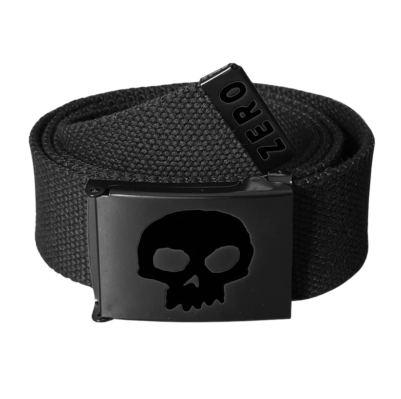 Black/Black Single Skull Zero Skateboard Belt