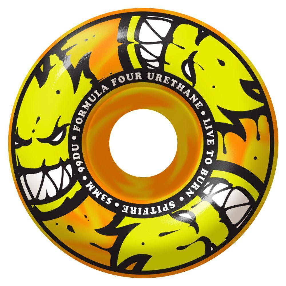 Spitfire Formula Four 99D Afterburners Orange/Yellow Swirl Classic Skateboard Wheels