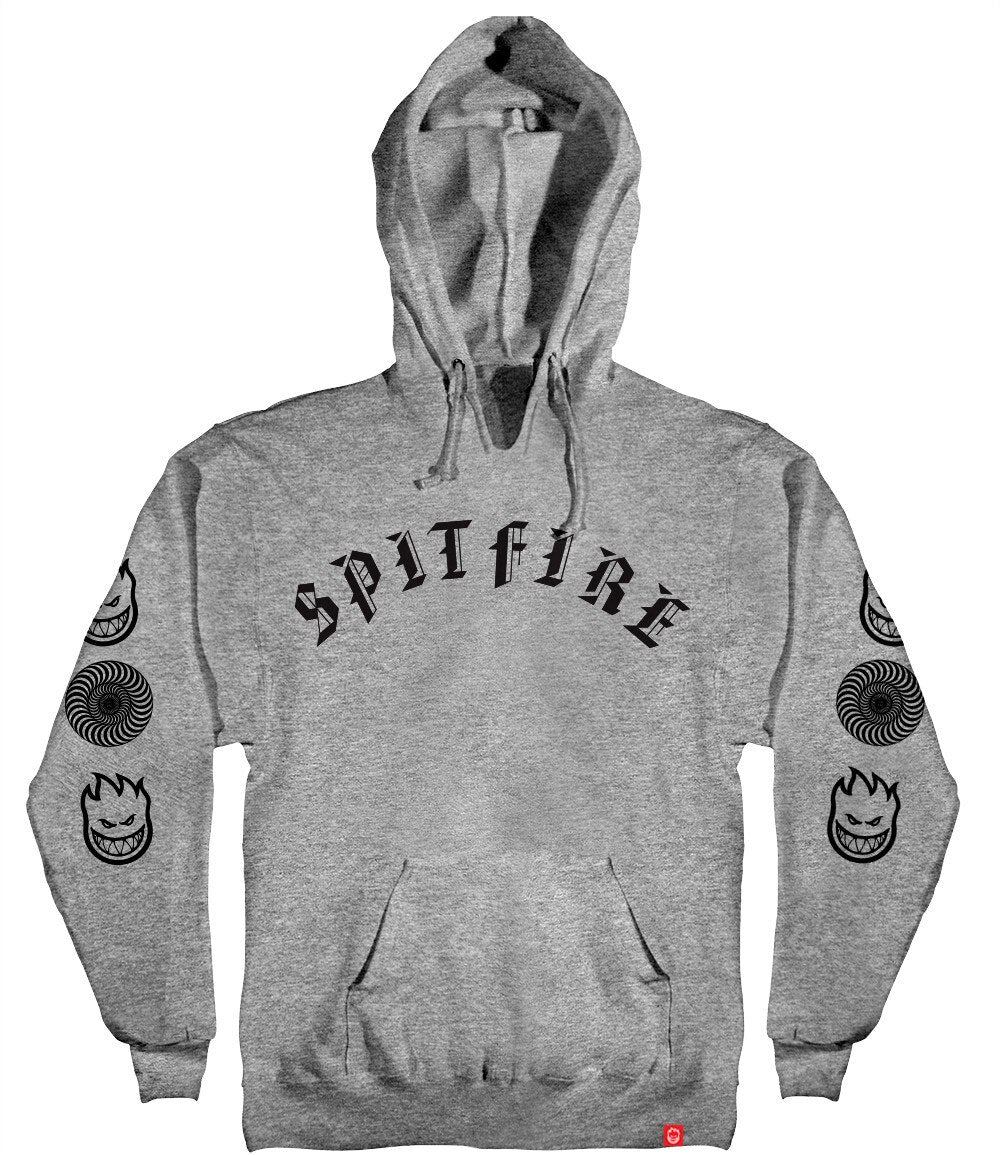 Spitfire old english 2024 grey & red hoodie