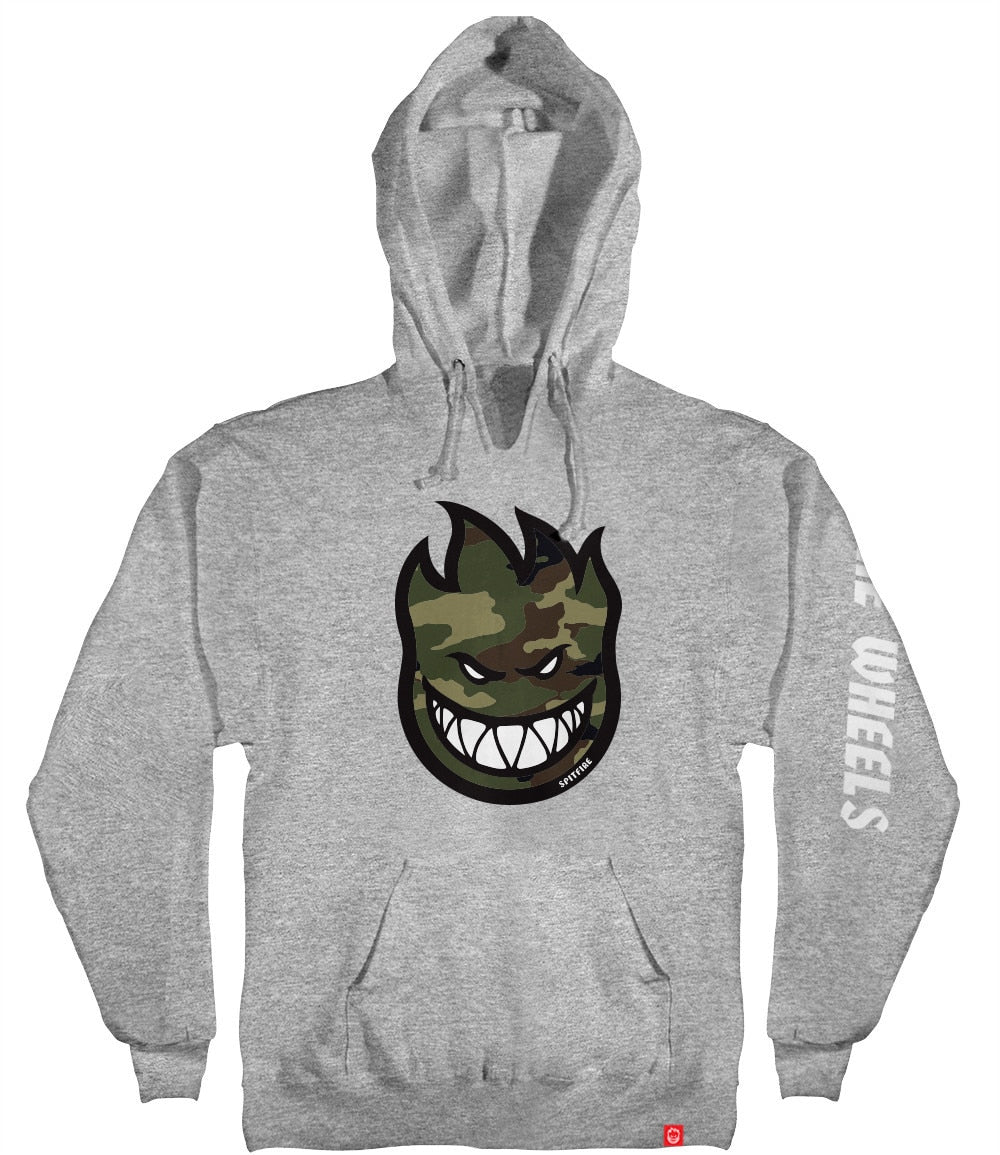 Spitfire Bighead Fill Hombre Pullover Hoodie - Grey Heather/Camo
