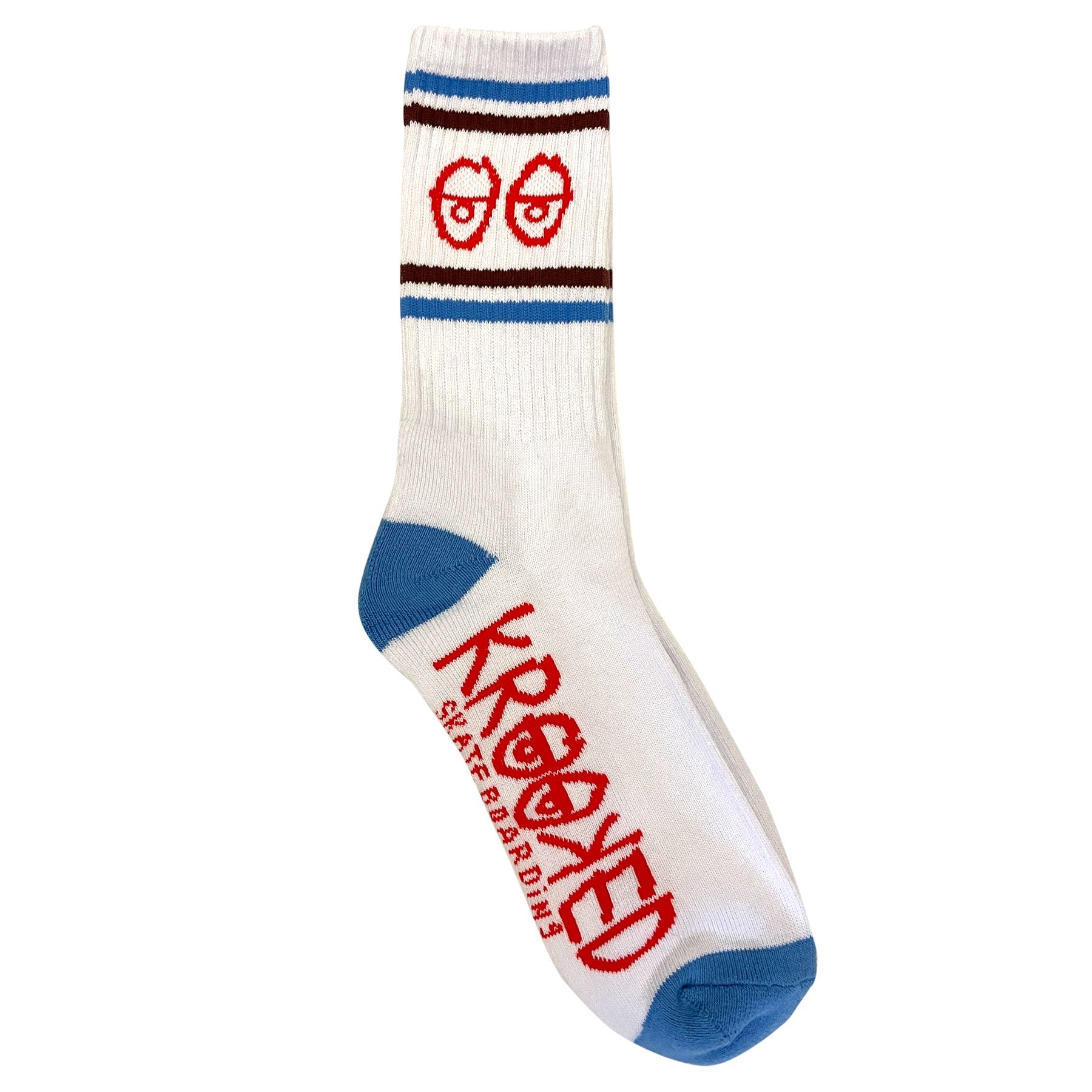 Krooked Eyes Socks - White/Blue/Red/Brown