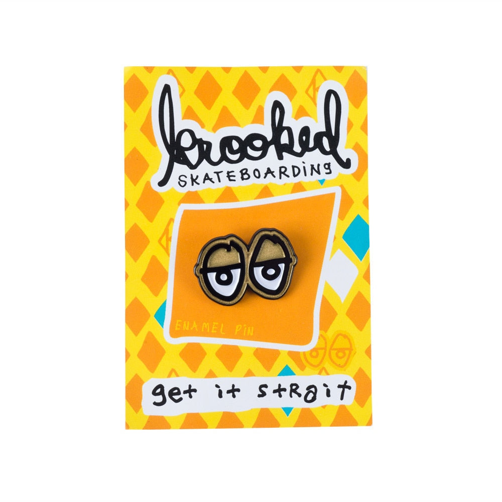 Krooked Eyes Enamel Lapel Pin - Gold/Black