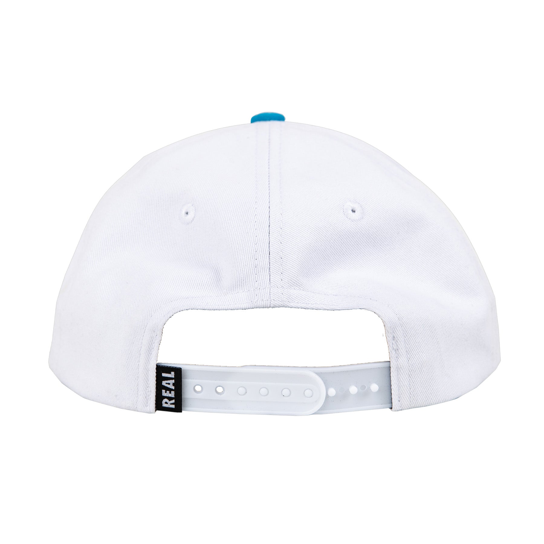 White Real Skateboards Oval Snapback Back