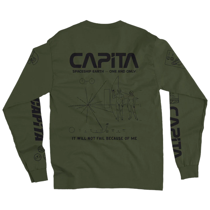 Olive Spaceship Capita Long Sleeve Tee Back