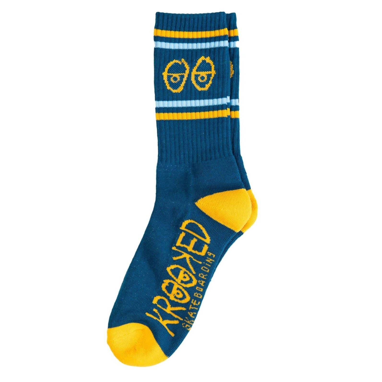 Bllue/Gold Krooked Eyes Socks