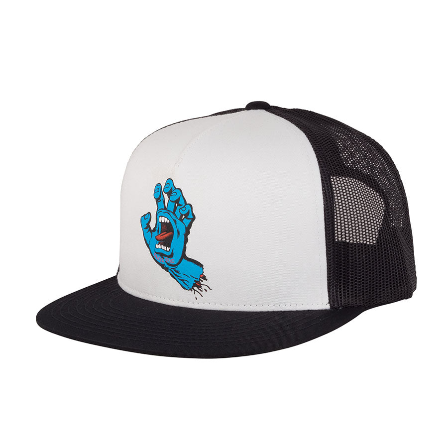Santa Cruz High Profile Screaming Hand Mesh Trucker Hat - White/Black