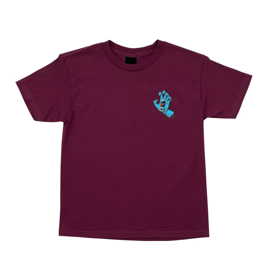 Youth Burgundy Screaming Hand Santa Cruz T-shirt