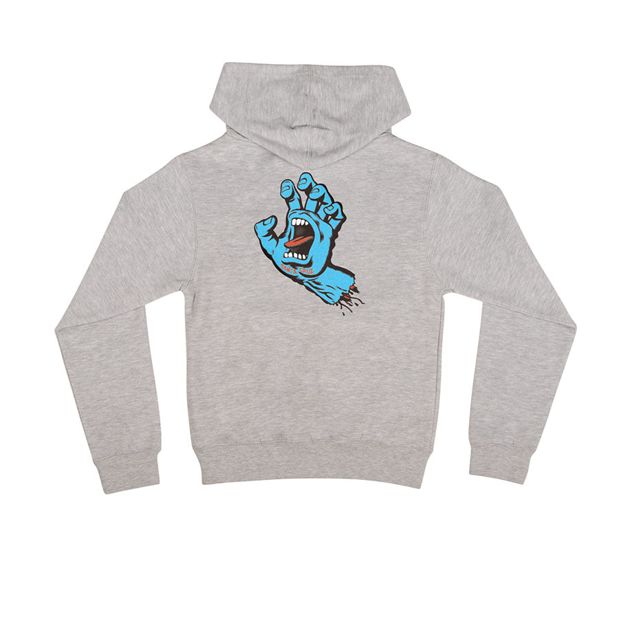 Grey Heather Kids Screaming Hand Santa Cruz Hoodie Back