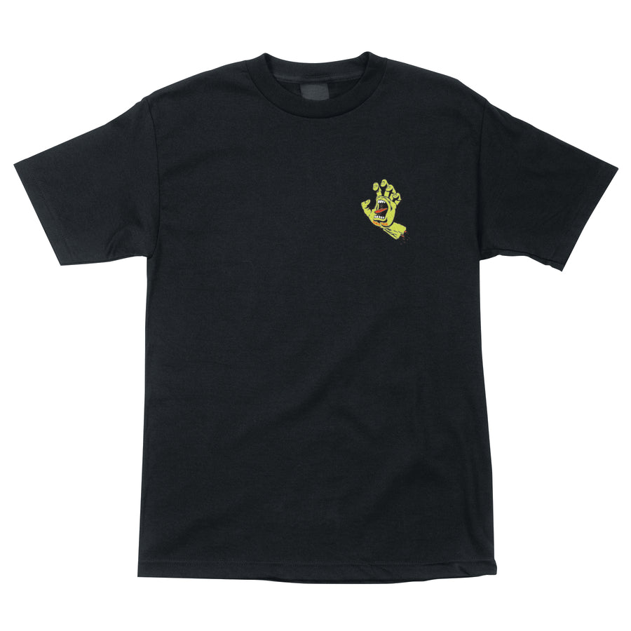 Santa Cruz Screaming Hand Tee Black Safety Yellow