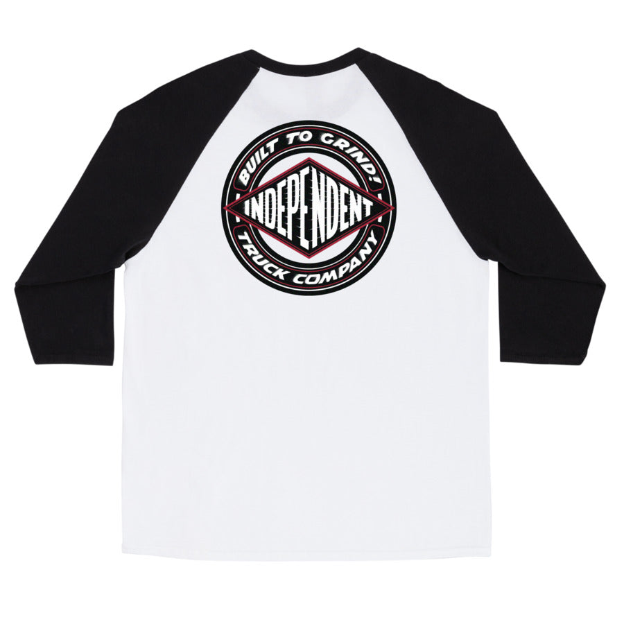 White/Black 3/4 Sleeve Independent Trucks Shirt Back