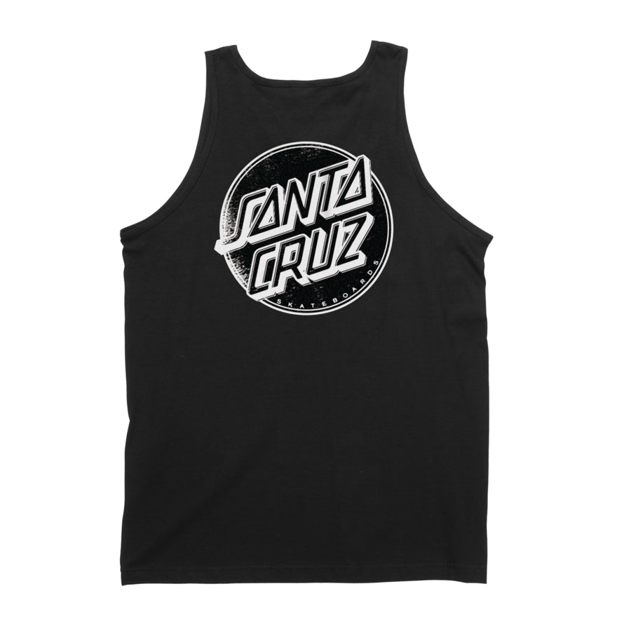 Black Contra Distress Dot Santa Cruz Tank Top Back