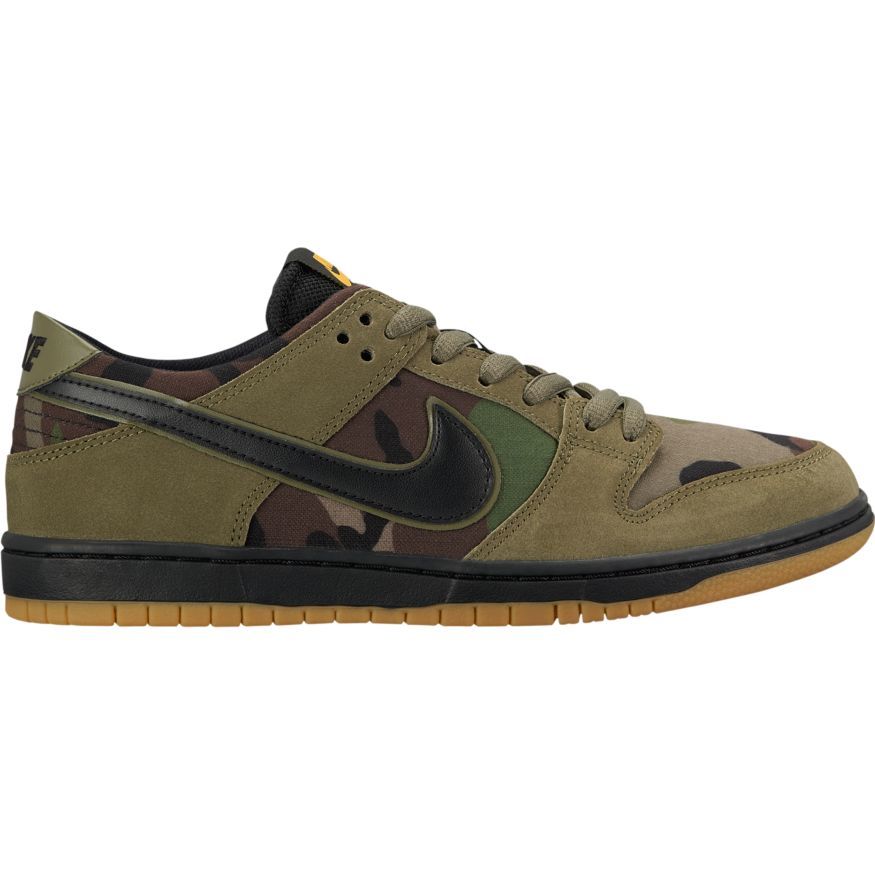 Nike SB Dunk Low Pro Skate Shoe - Medium Olive/Black/Light Gum-Brown