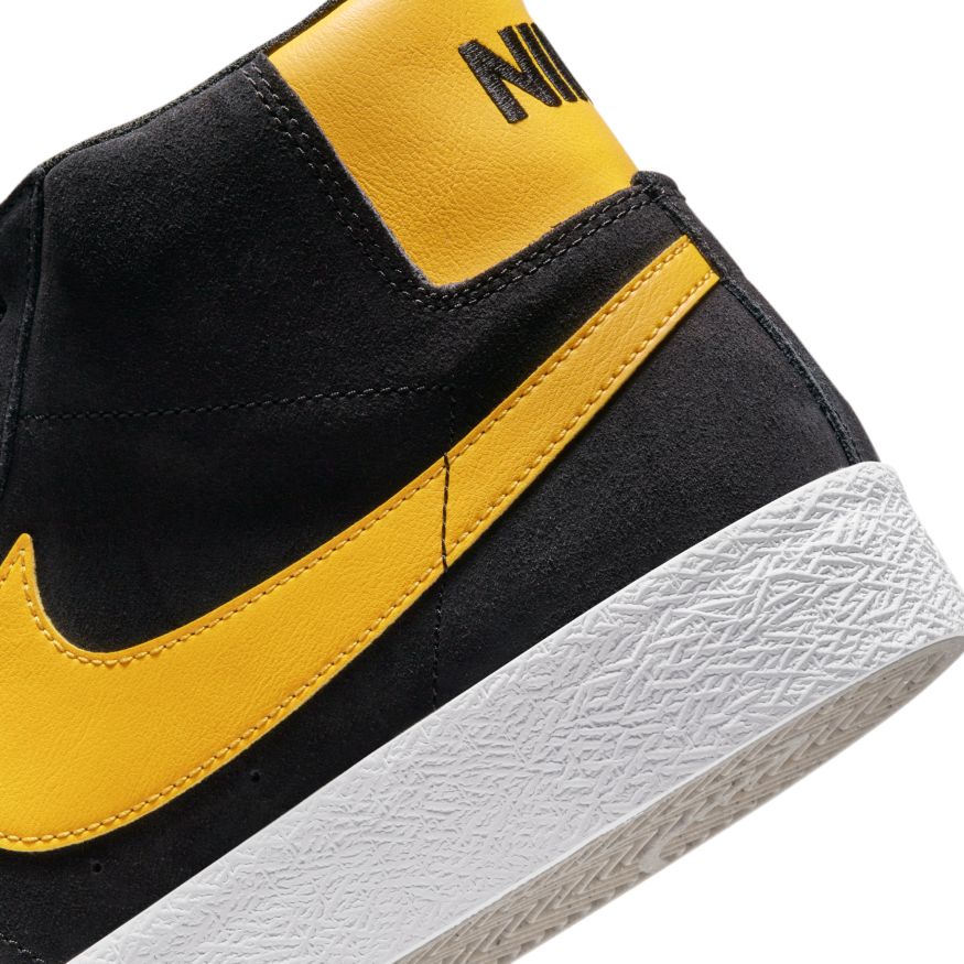 Black/University Gold Blazer Mid Nike SB Skateboarding Shoe Detail