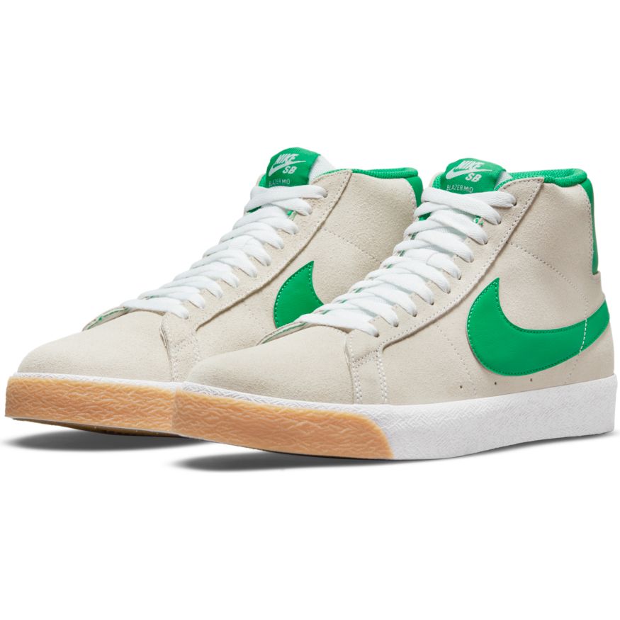 White/Lucky Green Blazer Mid Nike SB Skateboarding Shoe Front