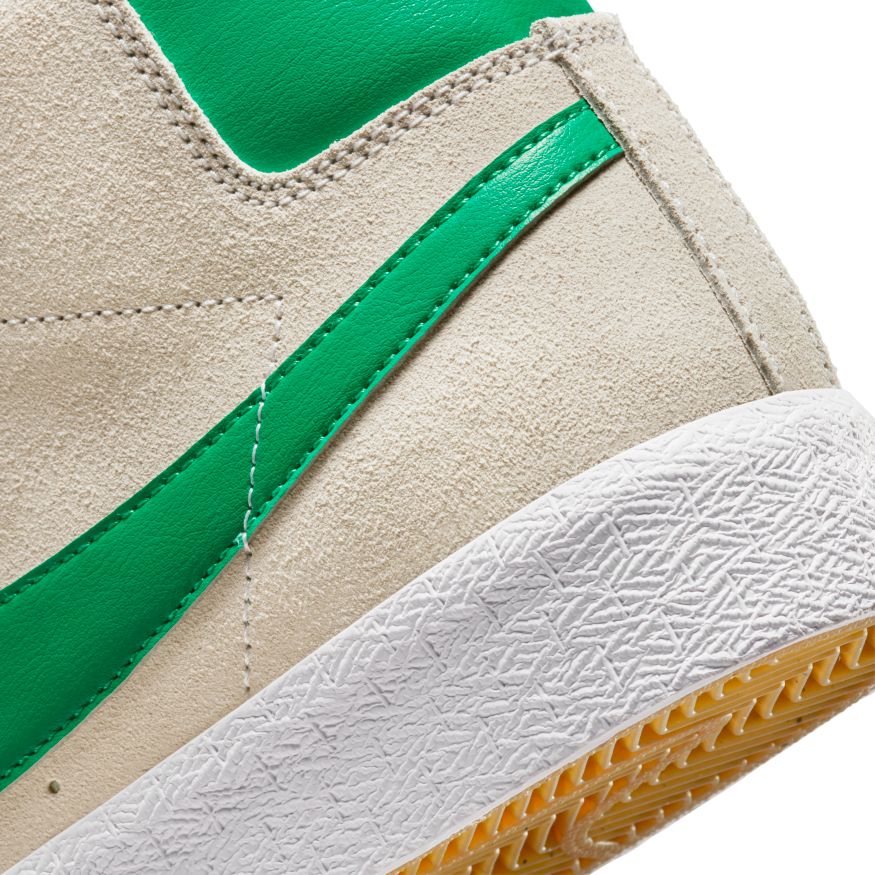 White/Lucky Green Blazer Mid Nike SB Skateboarding Shoe Detail