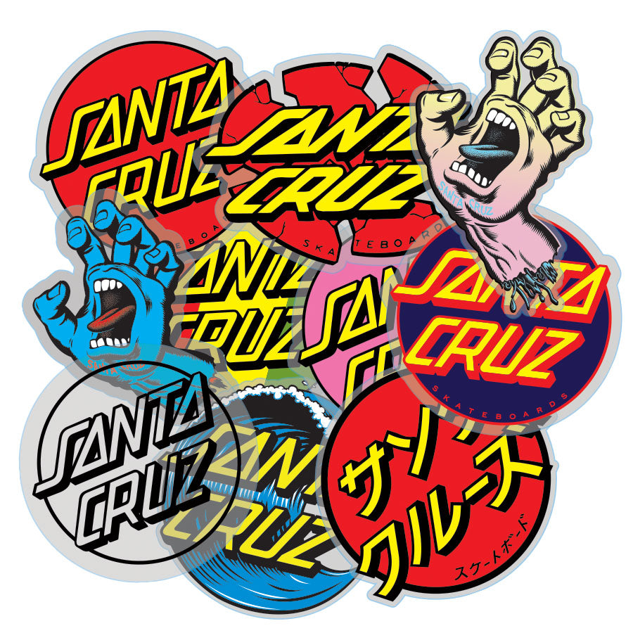 10 Pack Santa Cruz Skateboard Stickers