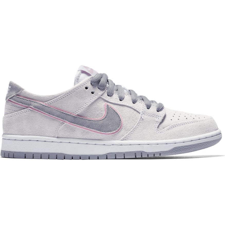 Nike SB Dunk Low Pro IW Skateboarding Shoe - White/Perfect Pink/Silver