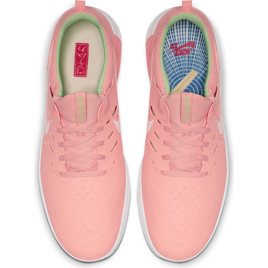 Nike SB Nyjah Free Skateboard Shoe - Bleached Coral/White - Aphid Green