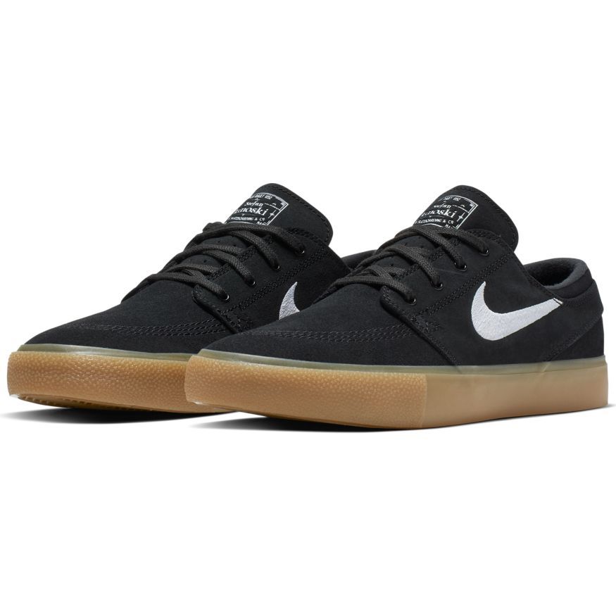 Nike SB Zoom Janoski RM Skateboard Shoe - Black/White - Black - Gum Light Brown