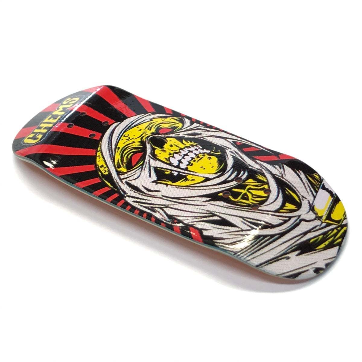 Chems x DK Yellow/Red Rising Mummy Fingerboard Deck - Street Shape