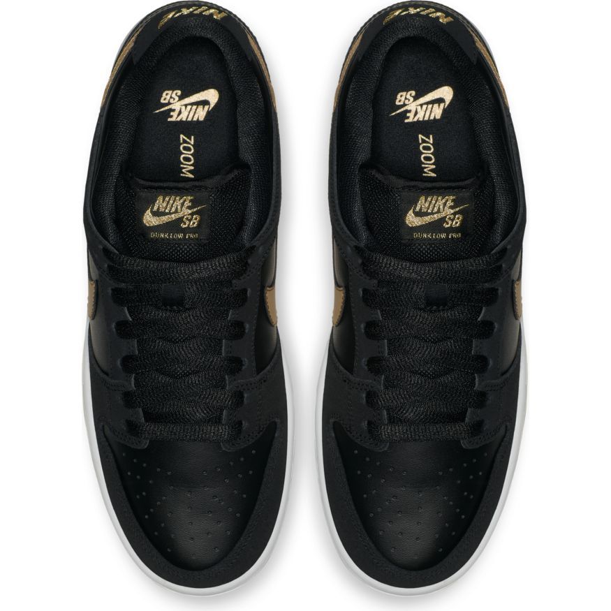 Nike SB Dunk Low Pro Skate Shoe - Black/Metallic Gold - White