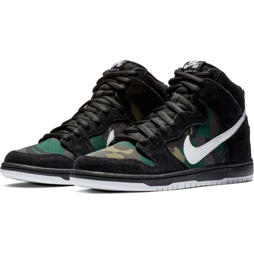 Nike SB Dunk High Pro Skateboard Shoes - Black/White - Iguana - Baroque Brown