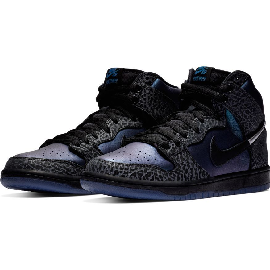 Nike SB Dunk High Pro x Black Sheep Black Hornet Skateboard Shoes - Black/Black - Dark Grey - Metallic Silver