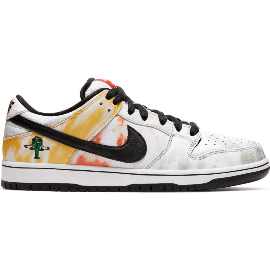 Nike SB Dunk Low Pro QS Tie Dye Raygun Skate Shoes - White/Bback-Orang