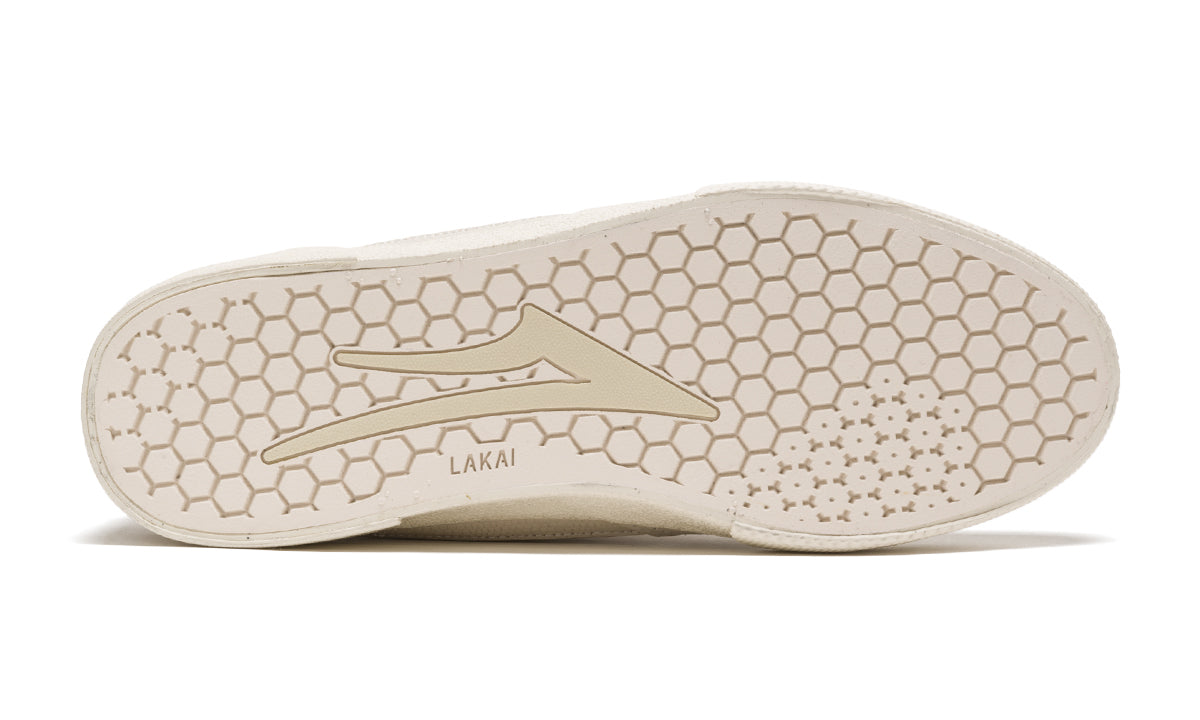 Cream White Leather Paterson x Lakai Cambridge Skateboard Shoe Bottom