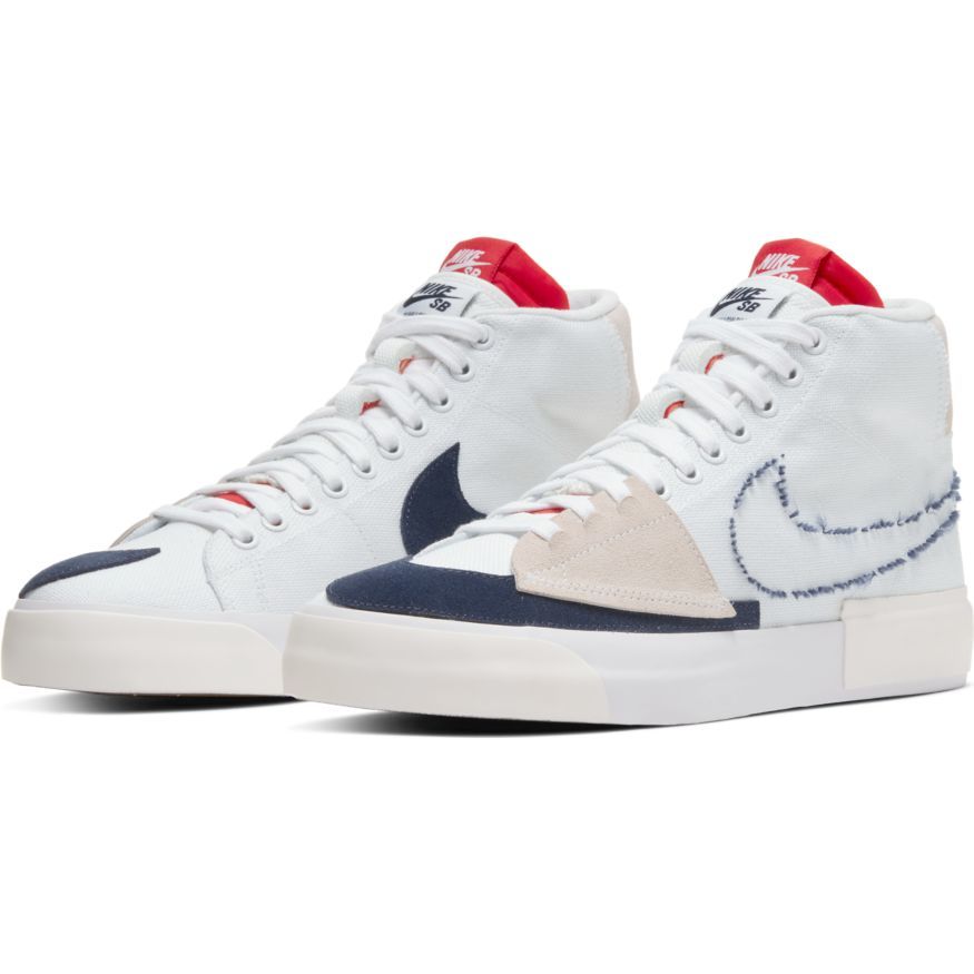 Nike SB Zoom Blazer Mid Edge Skateboarding Shoe - White/Midnight Navy-University Red
