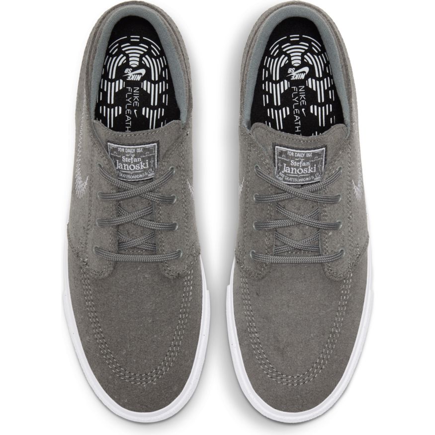 Grey Flyleather Stefan Janoski Remastered Nike SB Skateboarding Shoe Top