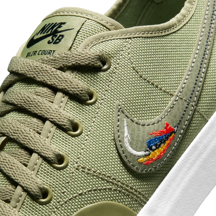 Dusty Olive Daan VanderLinden BLZR Court Nike SB Skateboarding Shoe Detail