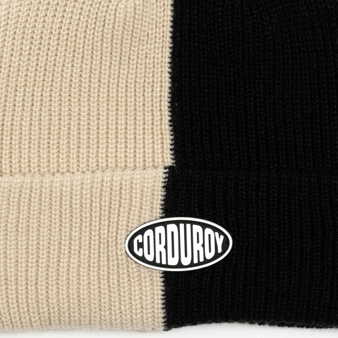 Eggshell 50/50 Corduroy Beanie Close Up