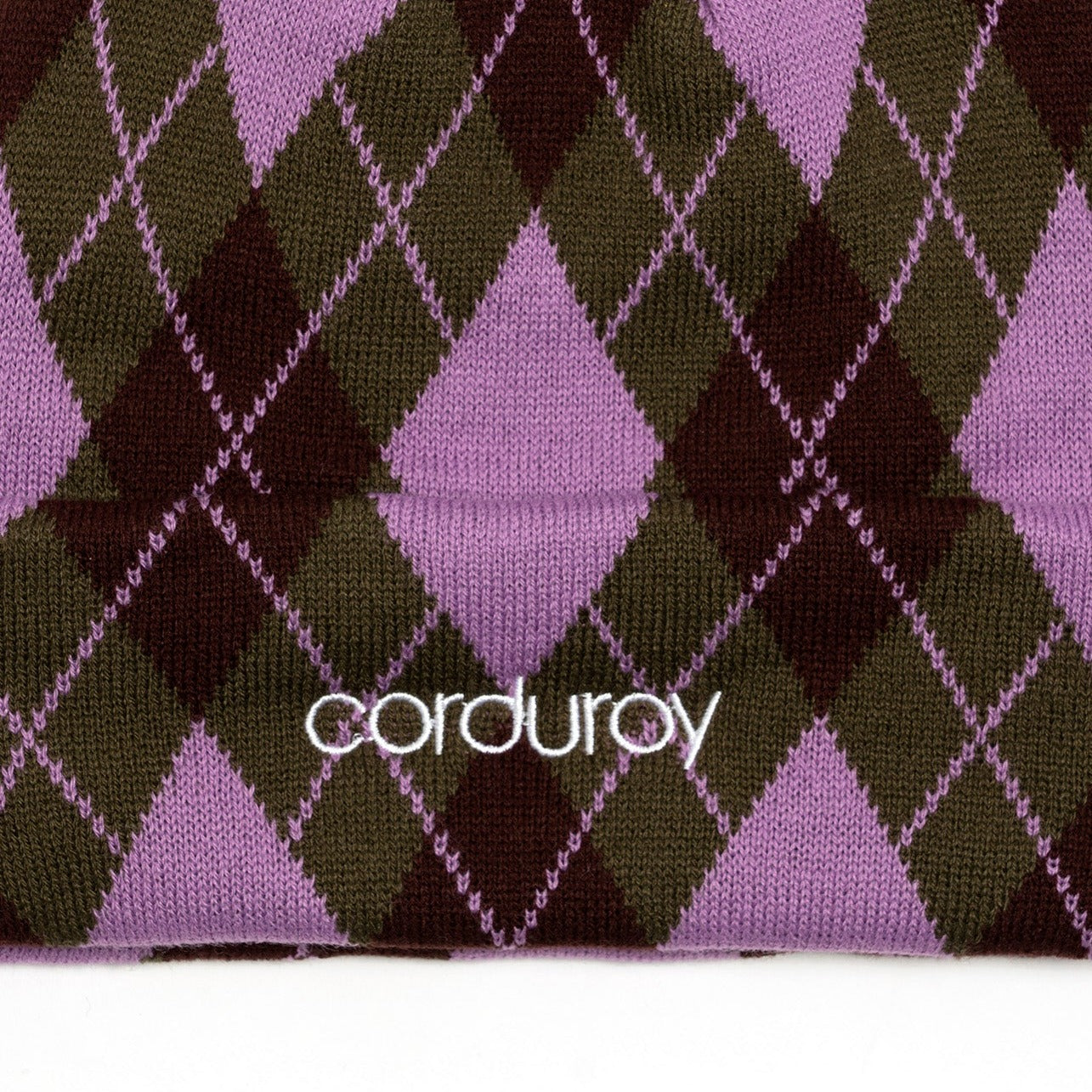 Army/Pink Argyle Corduroy Beanie