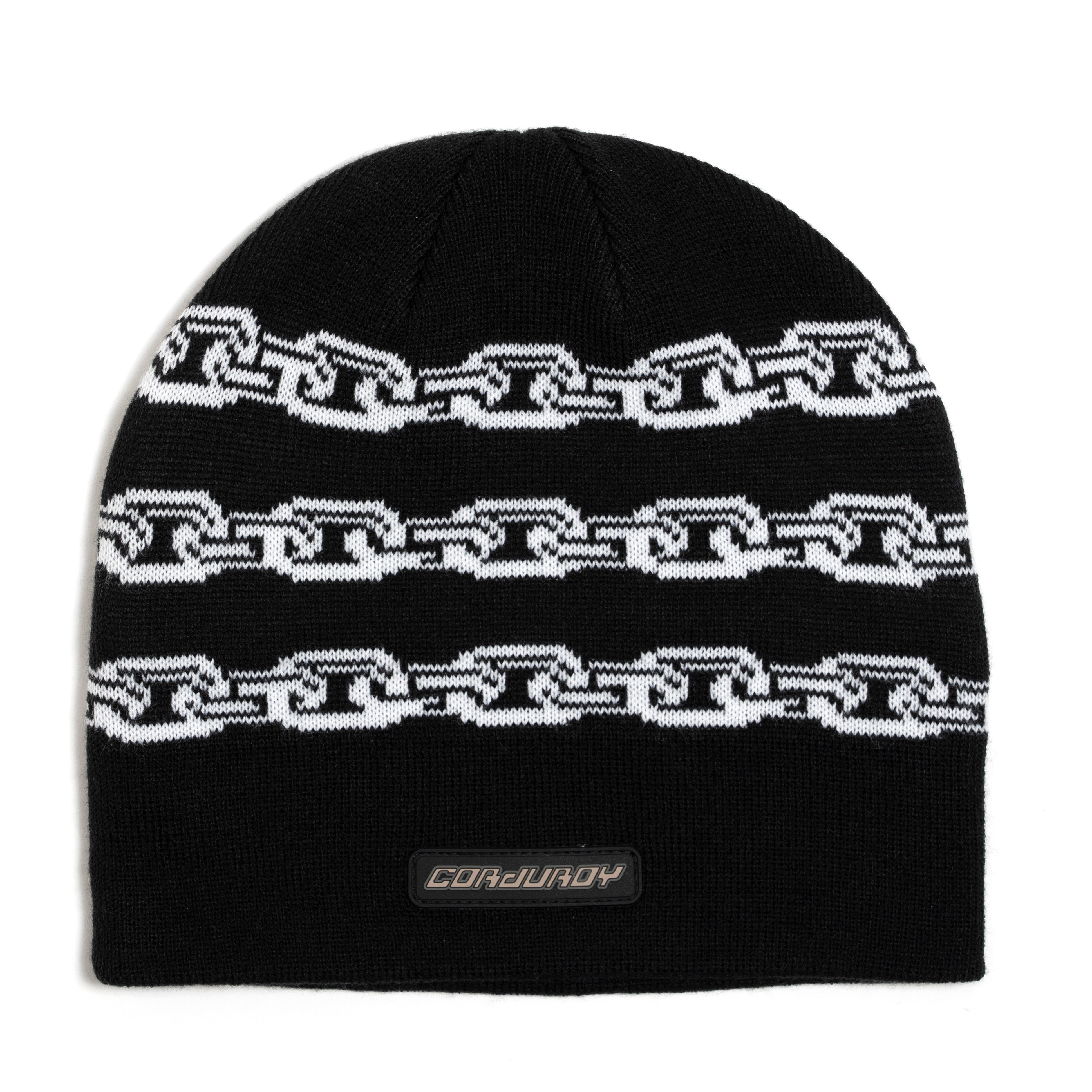 Black Corduroy Shackle Beanie