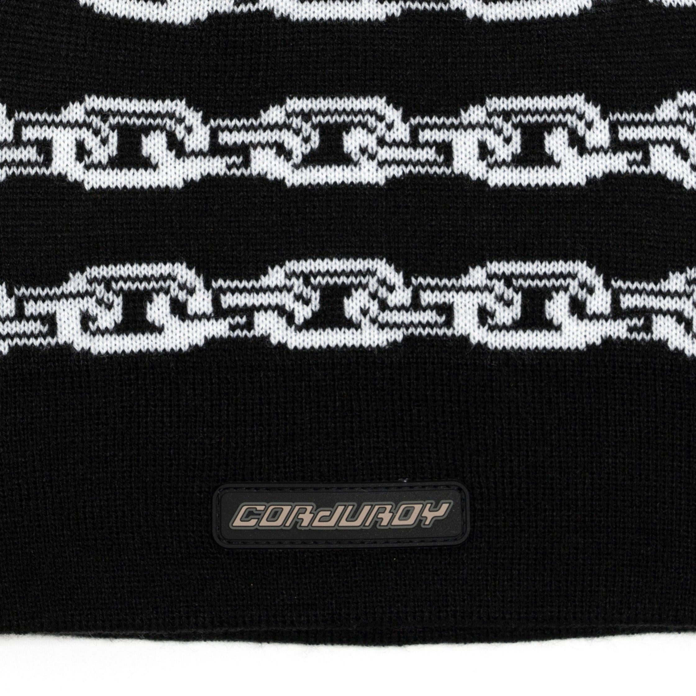 Black Shackle Corduroy Beanie Close Up