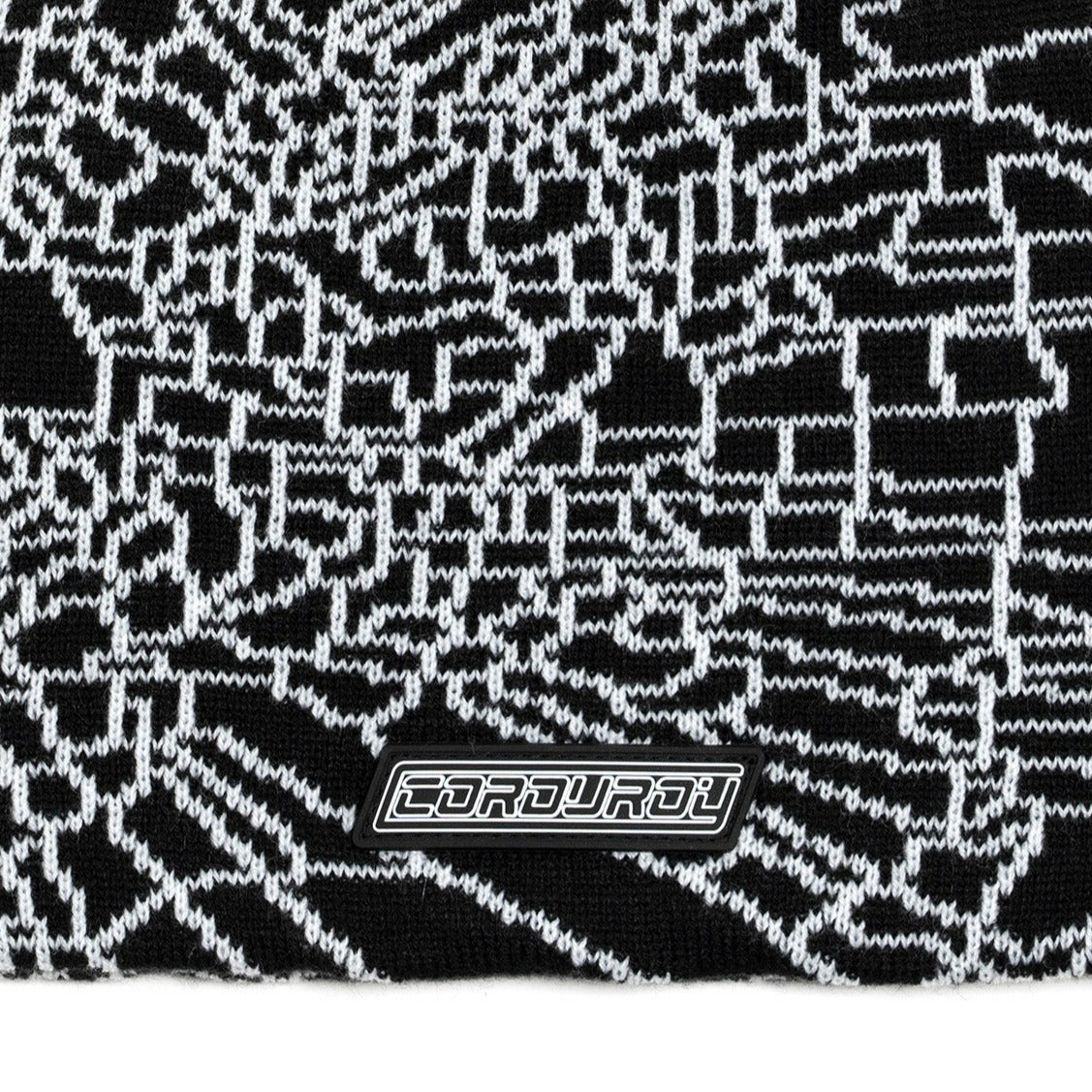 Black Shattered Corduroy Beanie Close Up