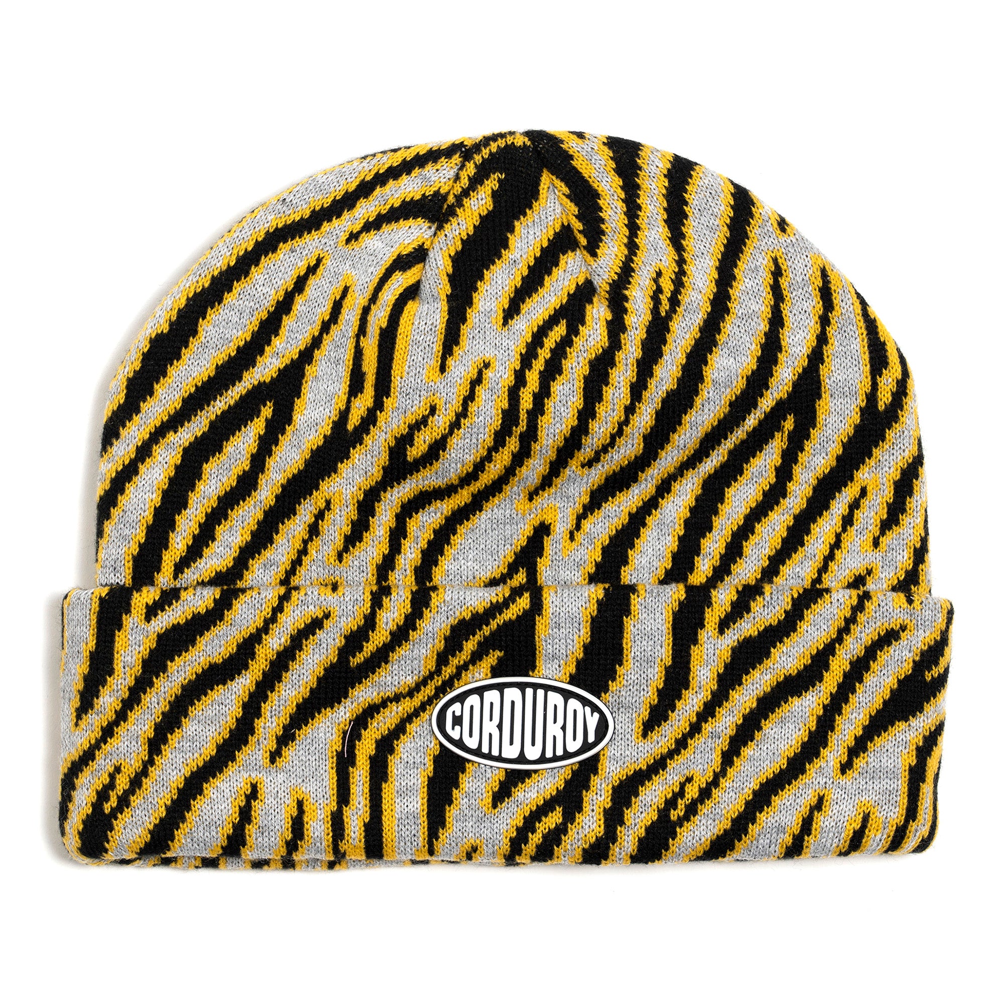 Grey Corduroy Tiger Camo Beanie