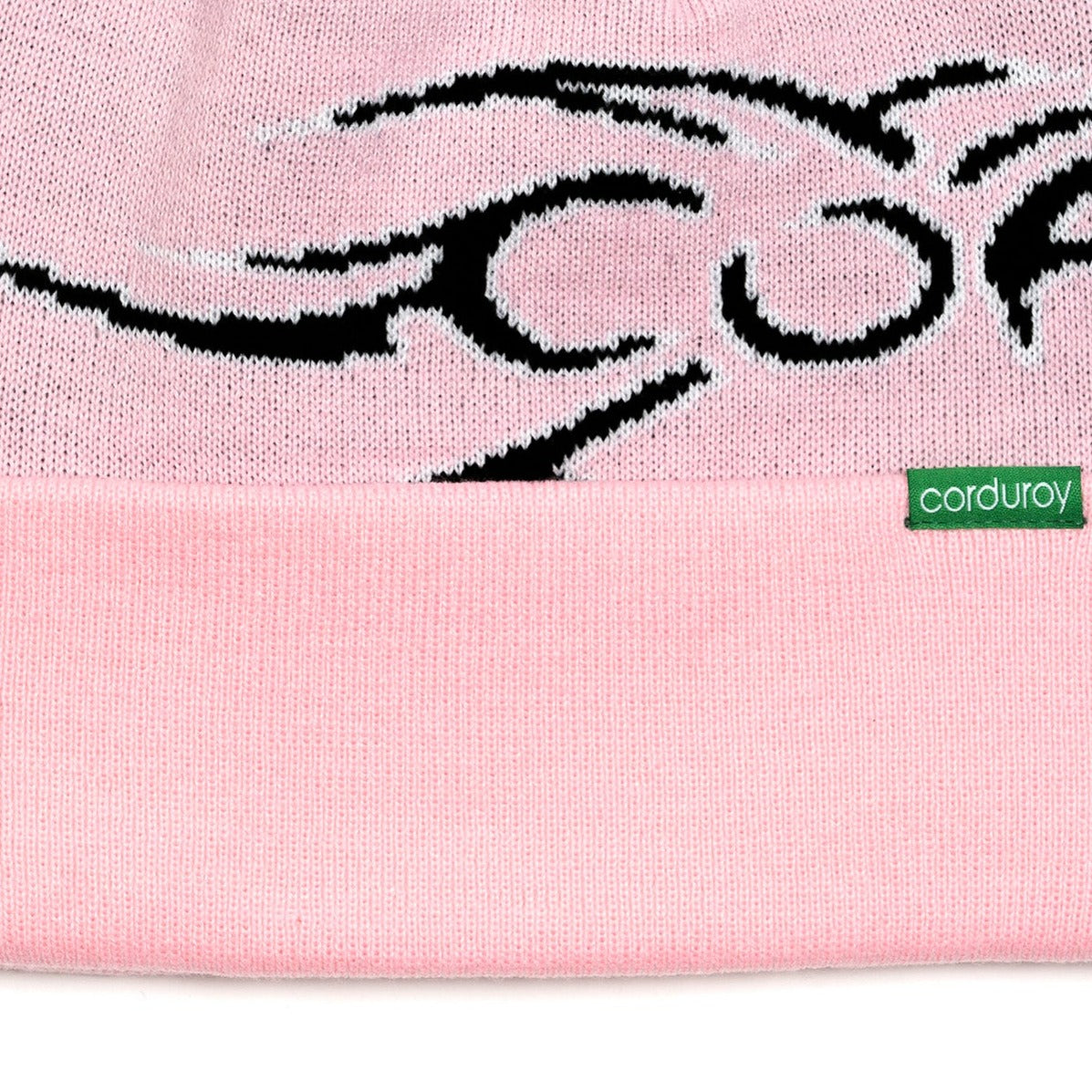 Pink Tribal Corduroy Beanie Close Up