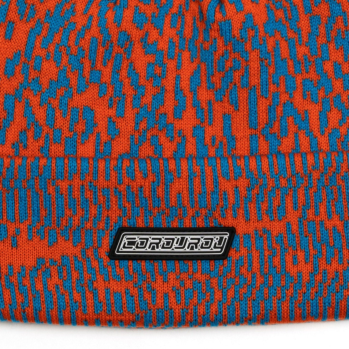 Orange Tune Out Corduroy Beanie Close Up
