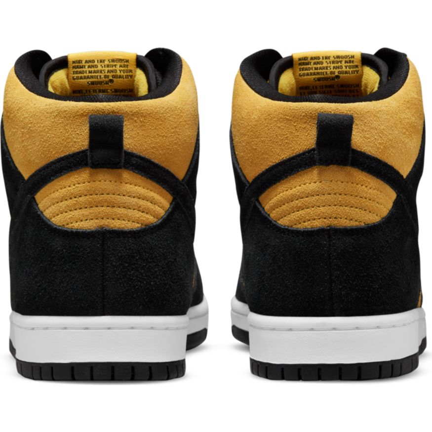 Black/Varsity Maize Dunk High Pro Nike SB Skate Shoe Back