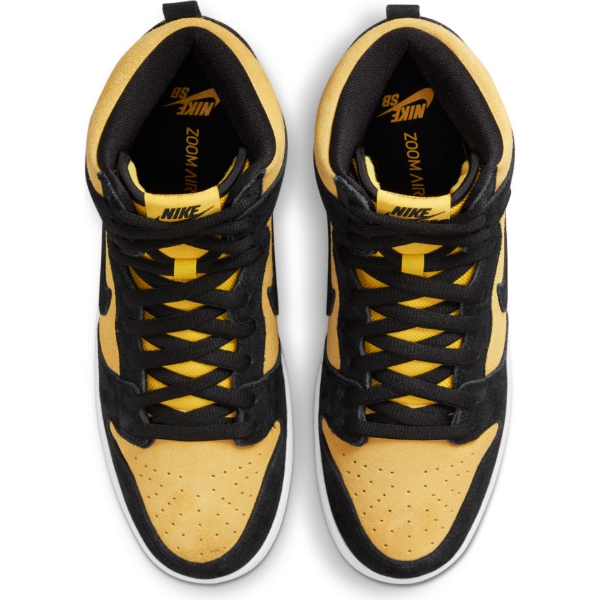 Black/Varsity Maize Dunk High Pro Nike SB Skate Shoe Top