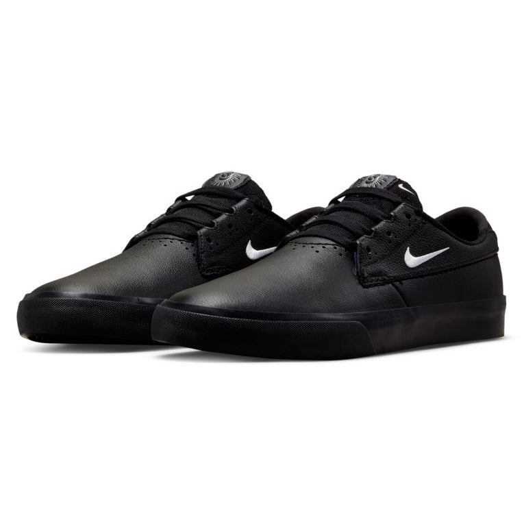 Premium Black Leather Shane O'Neil Nike SB Skateboarding shoe Front