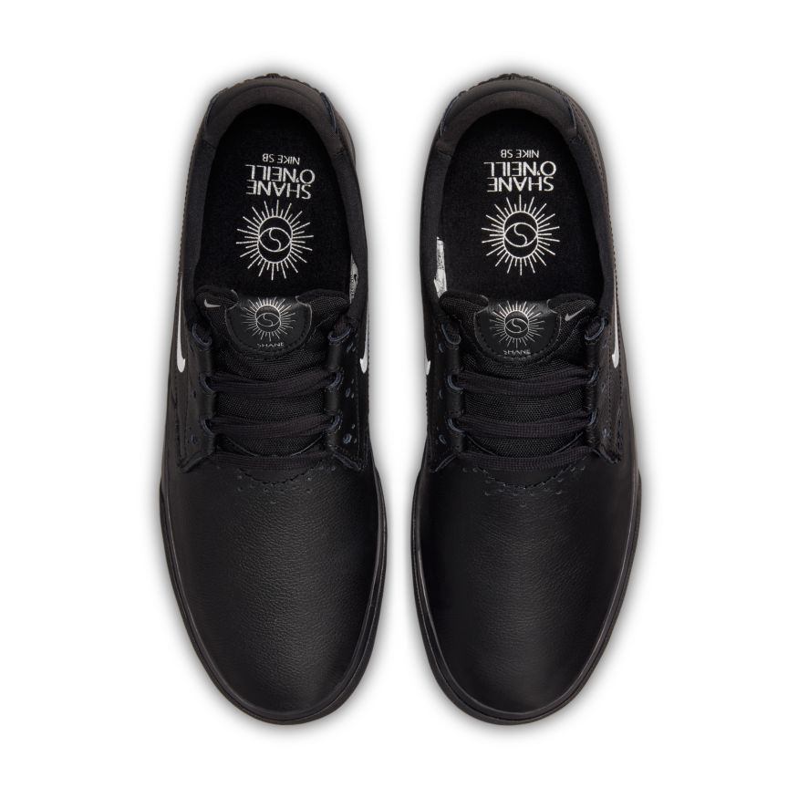Premium Black Leather Shane O'Neil Nike SB Skateboarding shoe Top