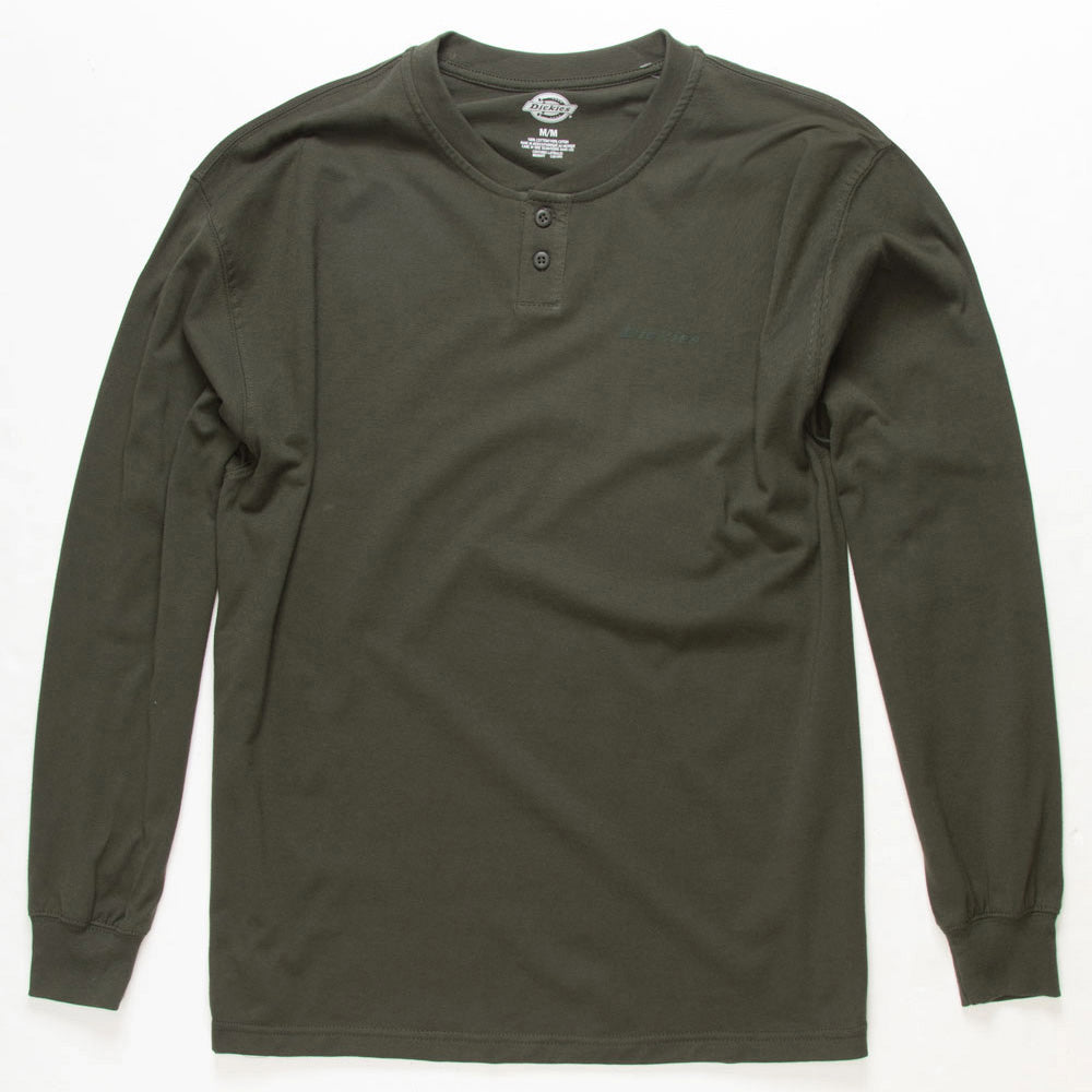 Dickies Long Sleeve Henley Tee Olive Green - Main Image