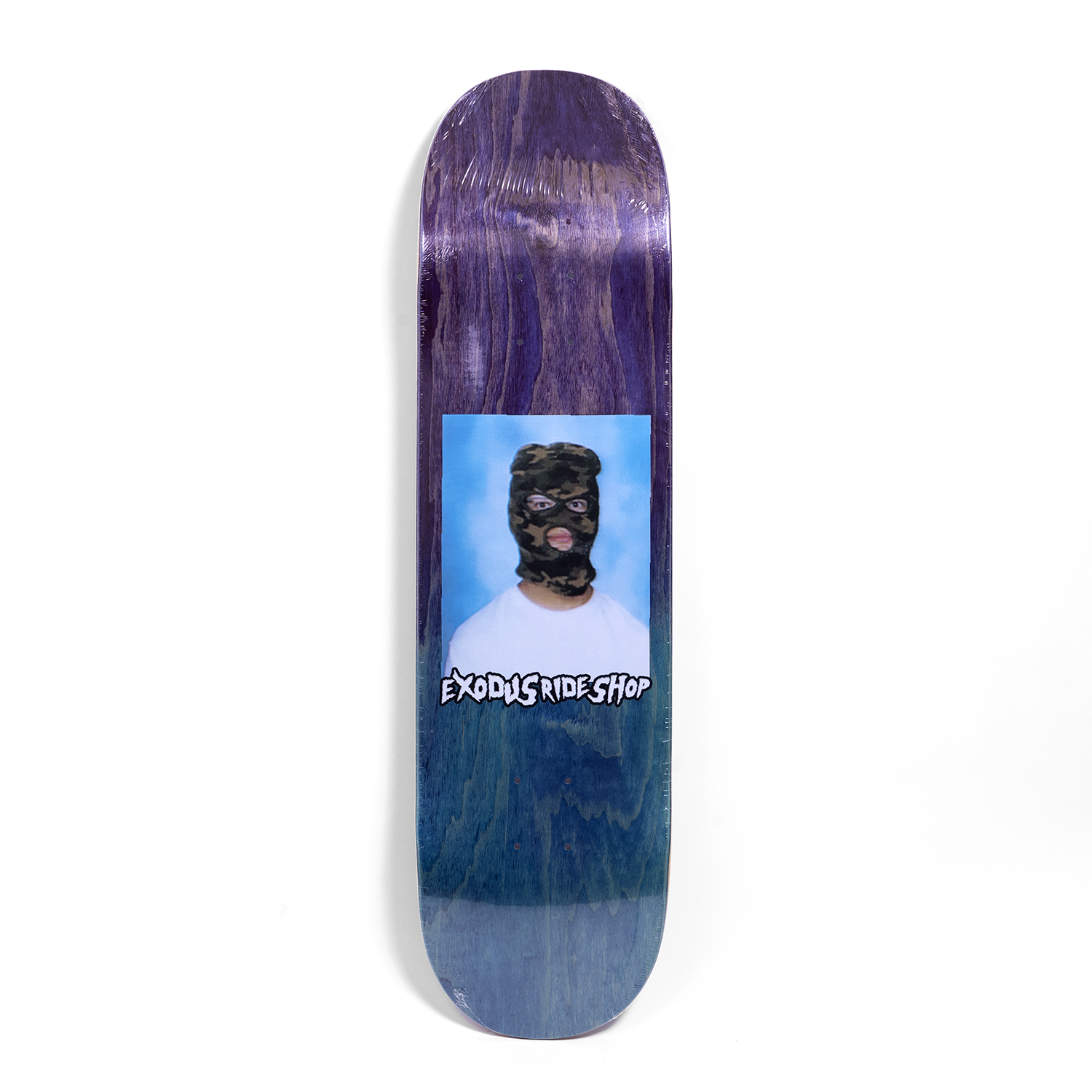 Purple/Blue Faded Stain Exodus Ski Mask Skateboard Deck