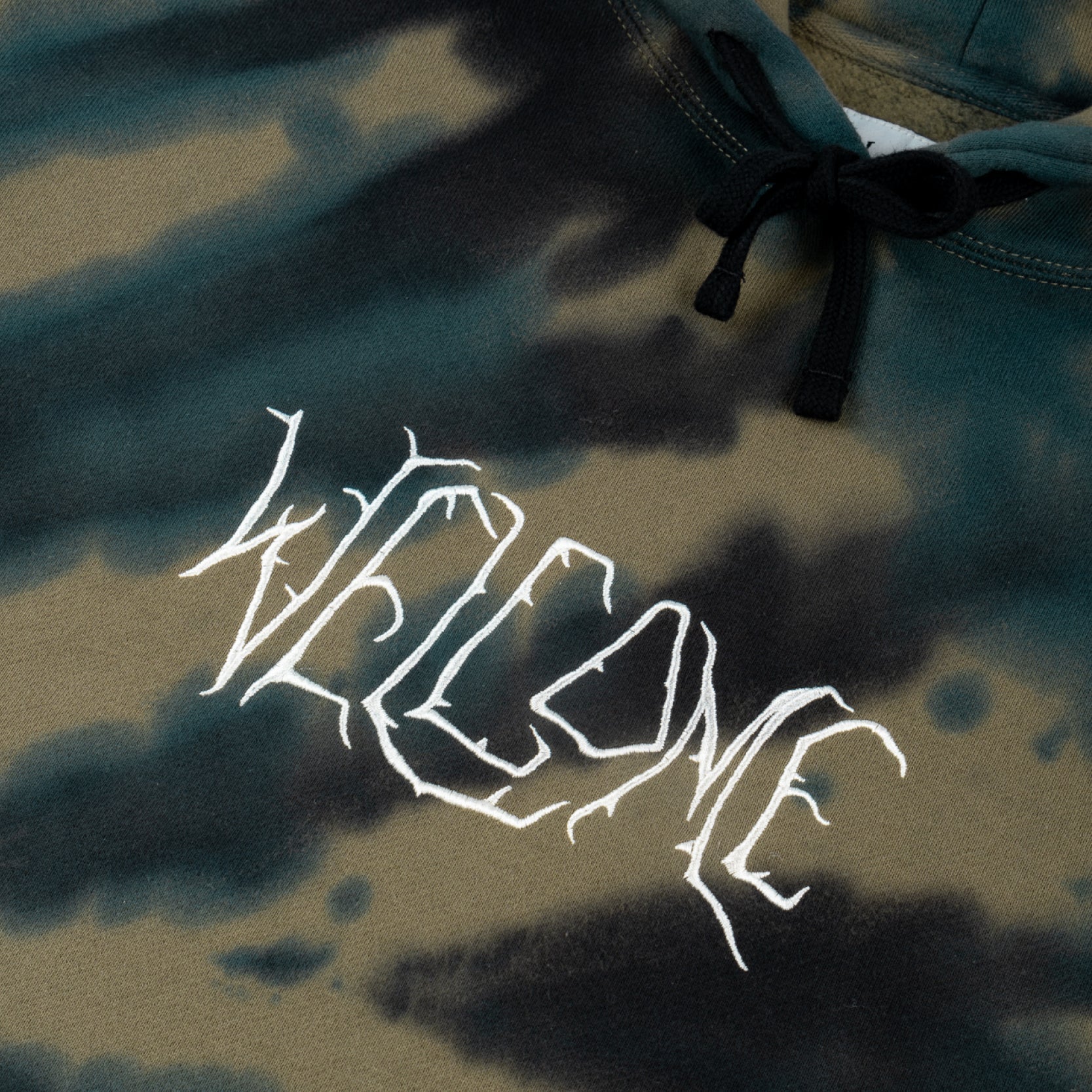 Exner Kelp Tie-Dyed Welcome Skateboards Hoodie Detail