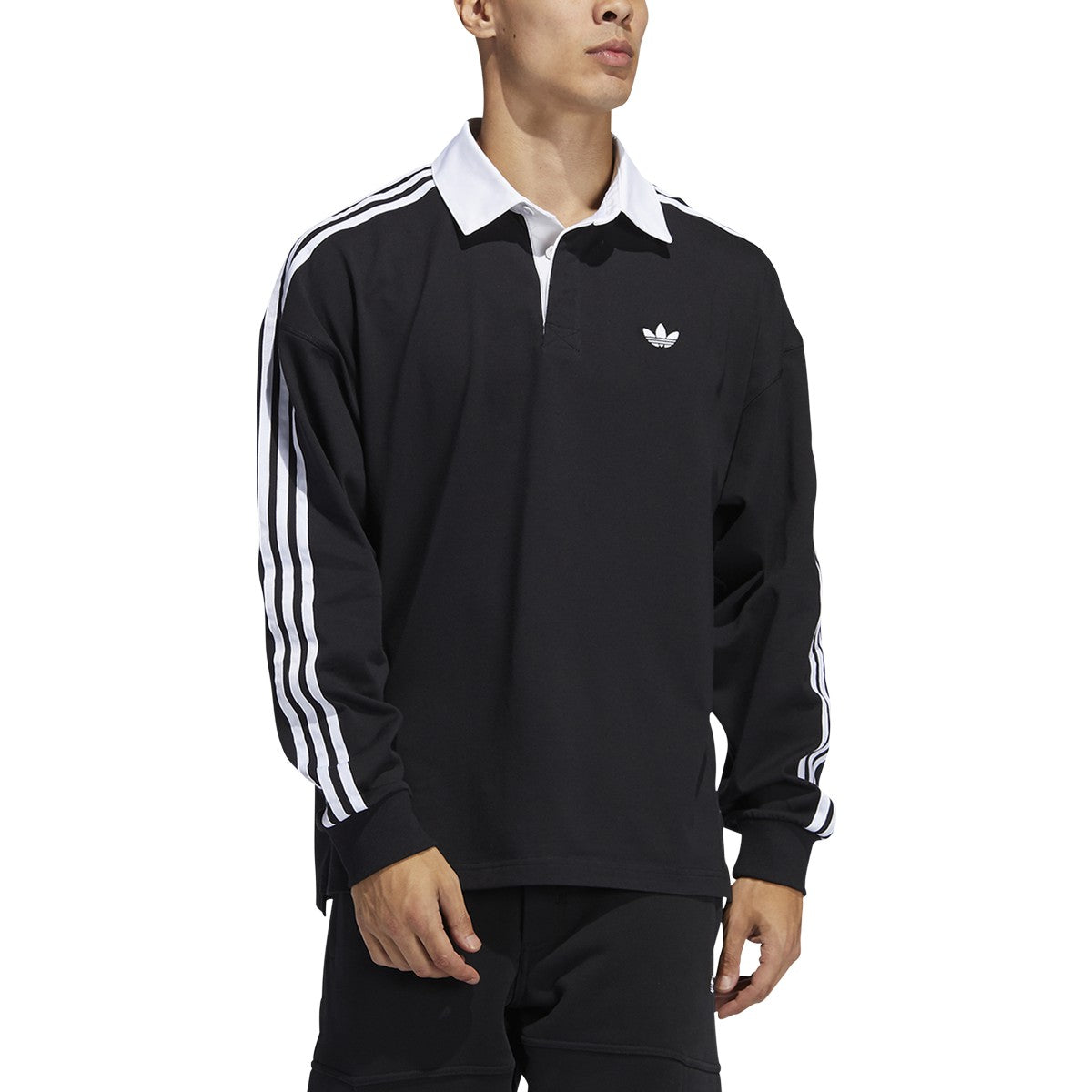 Black/White Adidas Solid Rugby Shirt