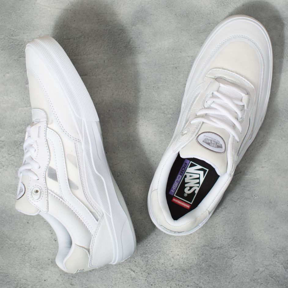 White Leather Vans Wayvee Skateboard Shoe Top